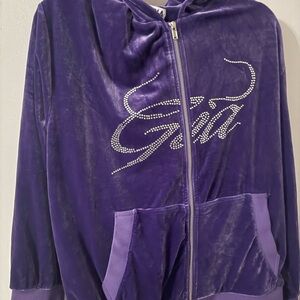 I.AM.GIA Purple Velour Hoodie with Rhinestones